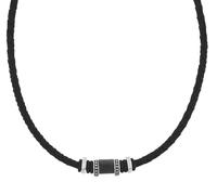 Tom Tailor Herren Halskette 2100700 Leder schwarz Edelstahl grau