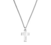 Kette mit Anhänger TOM TAILOR "Kreuz-Motiv", silber (edelstahlfarben), Halsketten, Herren, Edelstahl, L: 50 B: 3,8mm, B:3,8mm (26245513-0) edelstahlfarben