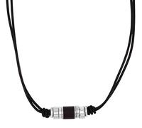 Tom Tailor Herren Halskette 2101413 Leder dunkelbraun mit Edelstahlbeads