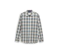 Langarmhemd TOM TAILOR, Herren, Gr. L, N-Gr, weiß multicolor check, Web, Obermaterial: 100% Baumwolle, kariert, regular fit normal, ohne Ausschnitt, Manschette, Hemden, mit Karomuster (75866239-L) wei