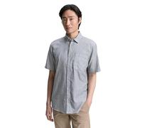 TOM TAILOR - Regular Fit Kurzarmhemd aus Baumwolle navy slub structure XXL