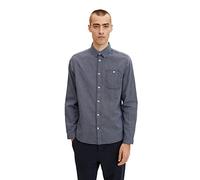 TOM TAILOR Herren Hemd mit Bio-Baumwolle 1032342, 30158 - Navy White Structure, S