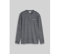 TOM TAILOR Herren Henley Langarmshirt in Melange-Optik, blau, Meliert, Gr. L