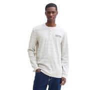 TOM TAILOR Herren Henley Longsleeve mit Print, 13174 - Soft Vanilla Melange, M
