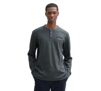 TOM TAILOR Herren Henley Longsleeve mit Print, 36828 - Stormy Blue Waffle Inject, XL