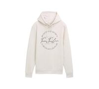 TOM TAILOR Herren Hoodie Sweatshirt mit Logo-Print, 13174 - Soft Vanilla Melange, S