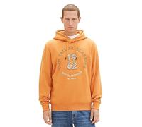 TOM TAILOR Herren Hoodie Sweatshirt mit Print, tomato cream orange, S