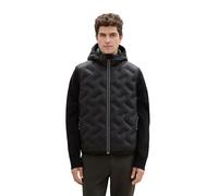 TOM TAILOR Herren Hybrid Weste mit Kapuze,29999 - Black, M