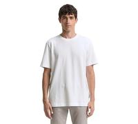 TOM TAILOR Herren Klassisches T-Shirt mit Piqué-Struktur, White, M