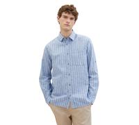 Tom Tailor Herren Langarm Hemd COMFORT COTTON LINEN - Relaxed Fit