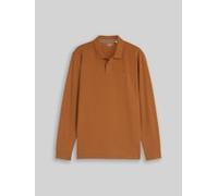 Langarm-Poloshirt TOM TAILOR, Herren, Gr. M, braun (bright camel braun), Single Jersey, Obermaterial: 60% Baumwolle, 40% Polyester, unifarben, regular fit hüftbedeckend, Rundhals, abgesteppte Kante, S