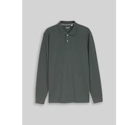 Langarm-Poloshirt TOM TAILOR, Herren, Gr. XXL, grün (schwarzest olive), Single Jersey, Obermaterial: 60% Baumwolle, 40% Polyester, unifarben, regular fit hüftbedeckend, Rundhals, abgesteppte Kante, Sh