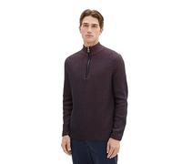 TOM TAILOR Herren Mouliné Strick-Pullover mit Troyer-Kragen