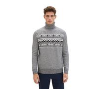 TOM TAILOR Herren Norweger Pullover mit Rollkragen, navy white twotone, XL