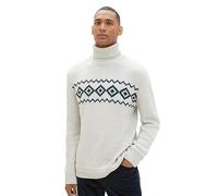 TOM TAILOR Herren Norweger Strickpullover mit Jaquard-Muster, vintage beige twotone neps, S