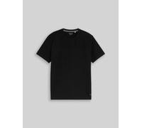 TOM TAILOR Herren Piqué T-Shirt mit Logo-Badge, schwarz, Uni, Gr. XXXL