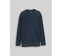 TOM TAILOR Herren Plus Size - Henley Langarmshirt mit Waffelstruktur, blau, Uni, Gr. 4XL