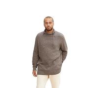 TOM TAILOR Herren Plusize Snood Strickpullover 1034717, 30368 - Navy White Brown Mouline, 3XL Große Größen
