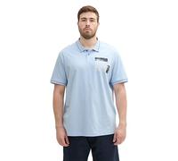 TOM TAILOR Herren Plussize Basic Poloshirt mit kleinem Print, windsurf blue, 3XL