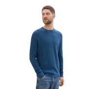 TOM TAILOR Herren 1042453 Basic Strick-Pullover aus Baumwolle, 36295-Dark Teal Melange, Small