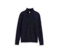 Tom Tailor Troyer Pullover Regular Fit - Baumwoll-Mix - Marine - Gr. M