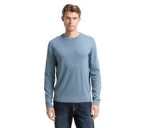 Rundhalspullover TOM TAILOR, Herren, Gr. 3XL, faded blau melange, Strick, Obermaterial: 100% Baumwolle, regular fit, Rundhals, Bündchen, Pullover, mit Logostickerei (27214546-XXXL) faded blau melange