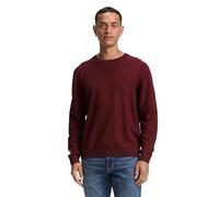 Strickpullover TOM TAILOR, Herren, Gr. XL, samba rot navy twotone, Strick, Obermaterial: 100% Baumwolle, unifarben, casual, regular fit taillenbedeckt, Rundhals, Langarm Bündchen, Pullover, mit Bündch