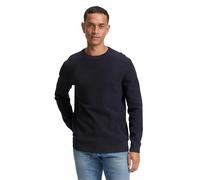 Strickpullover TOM TAILOR, Herren, Gr. XXL, knitted navy melange, Strick, Obermaterial: 100% Baumwolle, meliert, casual, regular fit taillenbedeckt, Rundhals, Langarm Bündchen, Pullover, mit Bündchen