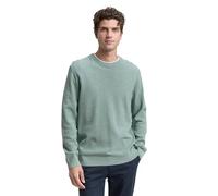 Strickpullover TOM TAILOR, Herren, Gr. M, grün (schwarz smoke grün melange), Strick, Obermaterial: 100% Baumwolle, meliert, regular fit taillenbedeckt, Rundhals, Bündchen, Pullover, mit Bündchen (6600