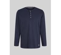 TOM TAILOR Herren Pyjama-Langarmshirt aus Baumwolle, blau, Logo Print, Gr. 56/XXL
