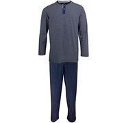 TOM TAILOR Herren Pyjama, Schlafanzug, Shirt und Hose, Langarm, Baumwolle, Single Jersey, blau gestreift 48