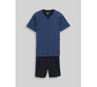 Shorty TOM TAILOR, Herren, Gr. 48, blau (blau, mittel, ringel), Single Jersey, Obermaterial: 100% Baumwolle, Homewear-Sets Shorty, aus Baumwolle, Single Jersey Material, als Sleepwear (35613236-48) bl