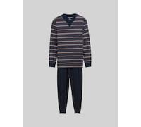 Schlafanzug TOM TAILOR "Rhodos", Herren, Gr. 48S, braun (braun, dunkel, ringel), Obermaterial: 100% Baumwolle, gestreift, bequem normal, Rundhals, breiter Bund, Homewear-Sets Schlafanzug, Langarm, Run