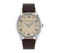 Tom Tailor Armbanduhr mit Lederband für Herren, Silber, wasserdichte 5 bar, Geschenkidee, kommt in Uhren Geschenkbox, 2100539