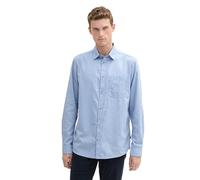 TOM TAILOR Herren Regular Fit Hemd mit Brusttasche, 36658 - Mid Blue White Structure, XXL