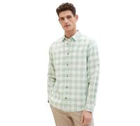 TOM TAILOR Herren Regular Fit Hemd mit Karomuster, 34638 - Mint Slub Vichy Check, L