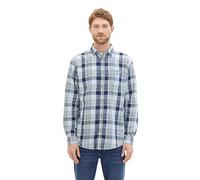 TOM TAILOR Herren Regular Fit Hemd mit Karomuster & Brusttasche, 34630 - Blue White Beige Indigo Check, XL