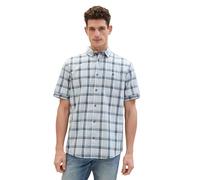 TOM TAILOR Herren Regular Fit Hemd mit Karomuster & Brusttasche, light blue multicolor check, M