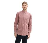 Tom Tailor Herren Regular Fit Hemd mit Logo-Stickerei an der Brusttasche, 36441 - Dark Burgundy Chambray, XXXL