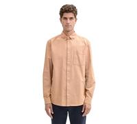 TOM TAILOR Herren Regular Fit Hemd mit Logo-Stickerei an der Brusttasche, 36650 - Peanut Brown Oxford Design, XXXL