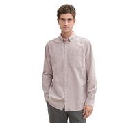 Tom Tailor Herren Regular Fit Hemd mit Logo-Stickerei an der Brusttasche, 36651 - Parasol Brown Oxford Design, M