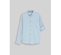 TOM TAILOR Herren Regular Fit Hemd mit Turn-Up-Funktion, blau, Fischgrät, Gr. M