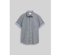 TOM TAILOR Herren Regular Fit Kurzarmhemd mit Brusttasche, blau, Meliert, Gr. XL