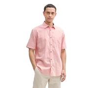 Tom Tailor Herren Regular Fit Kurzarmhemd mit Leinenanteil