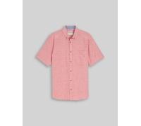 TOM TAILOR Herren Regular Fit Kurzarmhemd mit Leinenanteil, orange, Kariert, Gr. XL