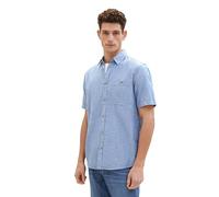 TOM TAILOR Herren Regular Fit Leinen Hemd mit Brusttasche, 34922 - Leasure Blue Chambray, XXXL