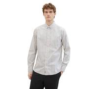 TOM TAILOR Herren Regular Fit Oxford Hemd mit Streifen & Brusttasche, 34659 - White Pastel Stripe, XXL