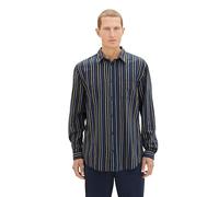 TOM TAILOR Herren Regular Fit Oxford Hemd mit Streifen, navy colorful stripe, XXXL