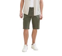 TOM TAILOR Herren Relaxed Fit Cargo Shorts, olive structure print, 31