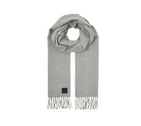 Tom Tailor - Winterschal mit Fransen und kleinem Logo-Label grau - Gr. - ONE SIZE